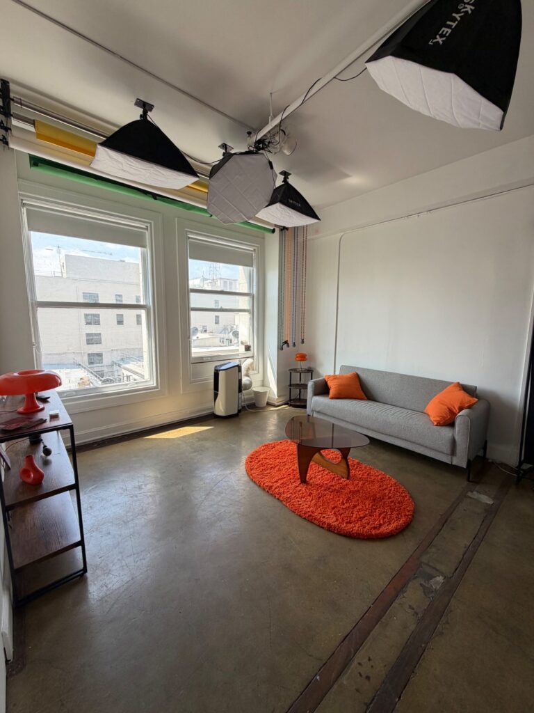 Burrito Studio: daylight from two large windows, lighting grid overhead